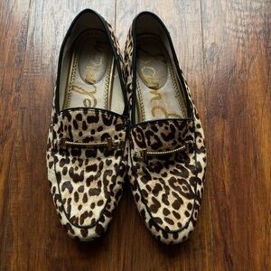 Sam Edelman Loraine bit loafer leopard Brahma hair leather 8.5 preowned